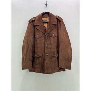 Vintage Towncraft Men’s Brown Genuine Leather Suede Long Jacket Size 44